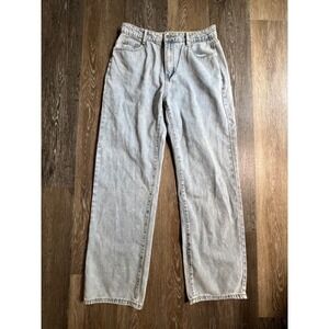Unbranded Wide Leg Jeans Women Size L Light Blue High Waisted Baggy Denim Pants